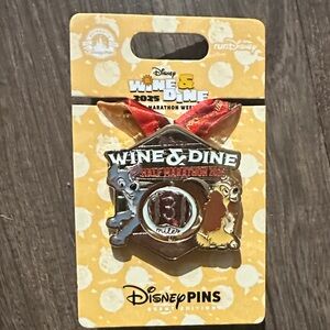 Authentic Disney 2025 Wine & Dine Half Marathon Medal Pin - 3 Miles